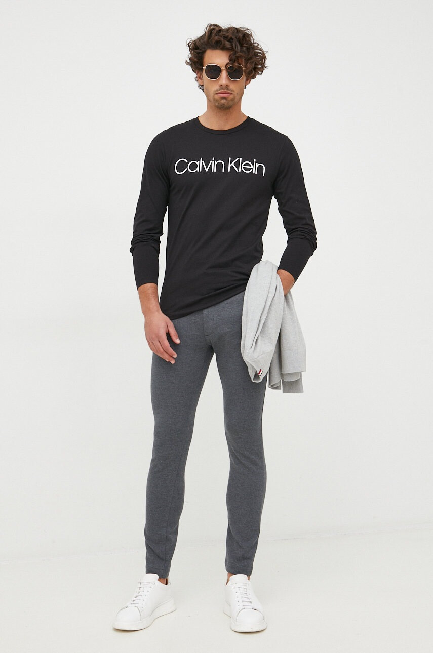 Calvin Klein Памучна блуза с дълги ръкави - Pepit.bg