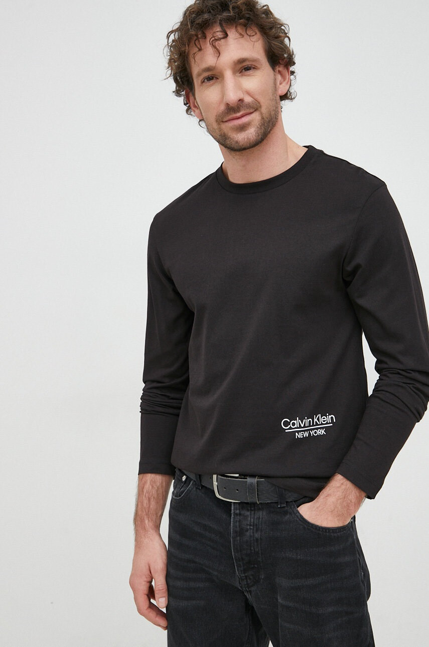 Calvin Klein Памучна блуза с дълги ръкави - Pepit.bg