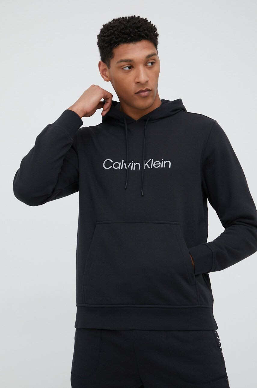 Calvin Klein Performance Спортен суичър в черно с принт - Pepit.bg