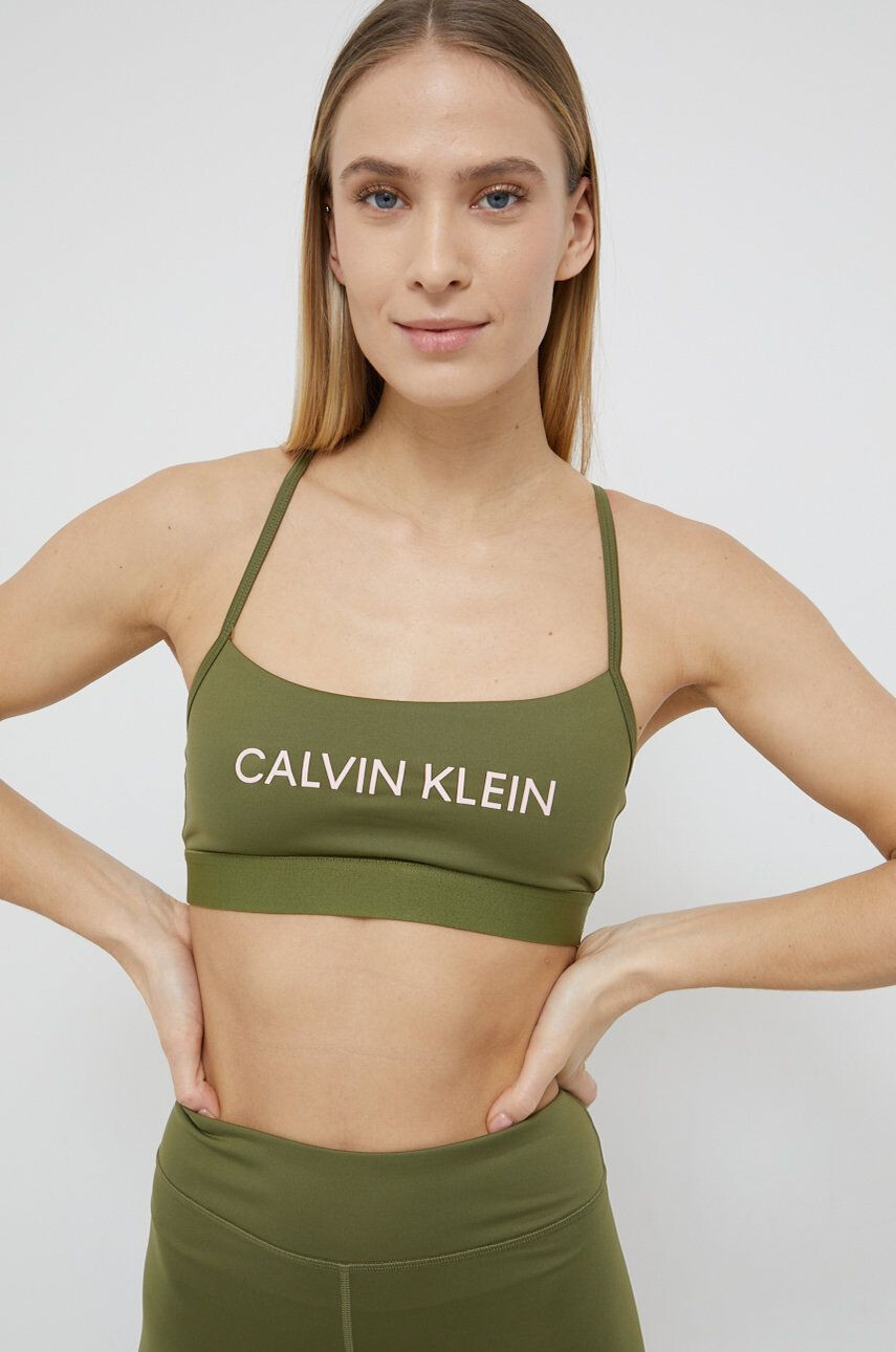 Calvin Klein Performance Сутиен в зелено с изчистен дизайн - Pepit.bg