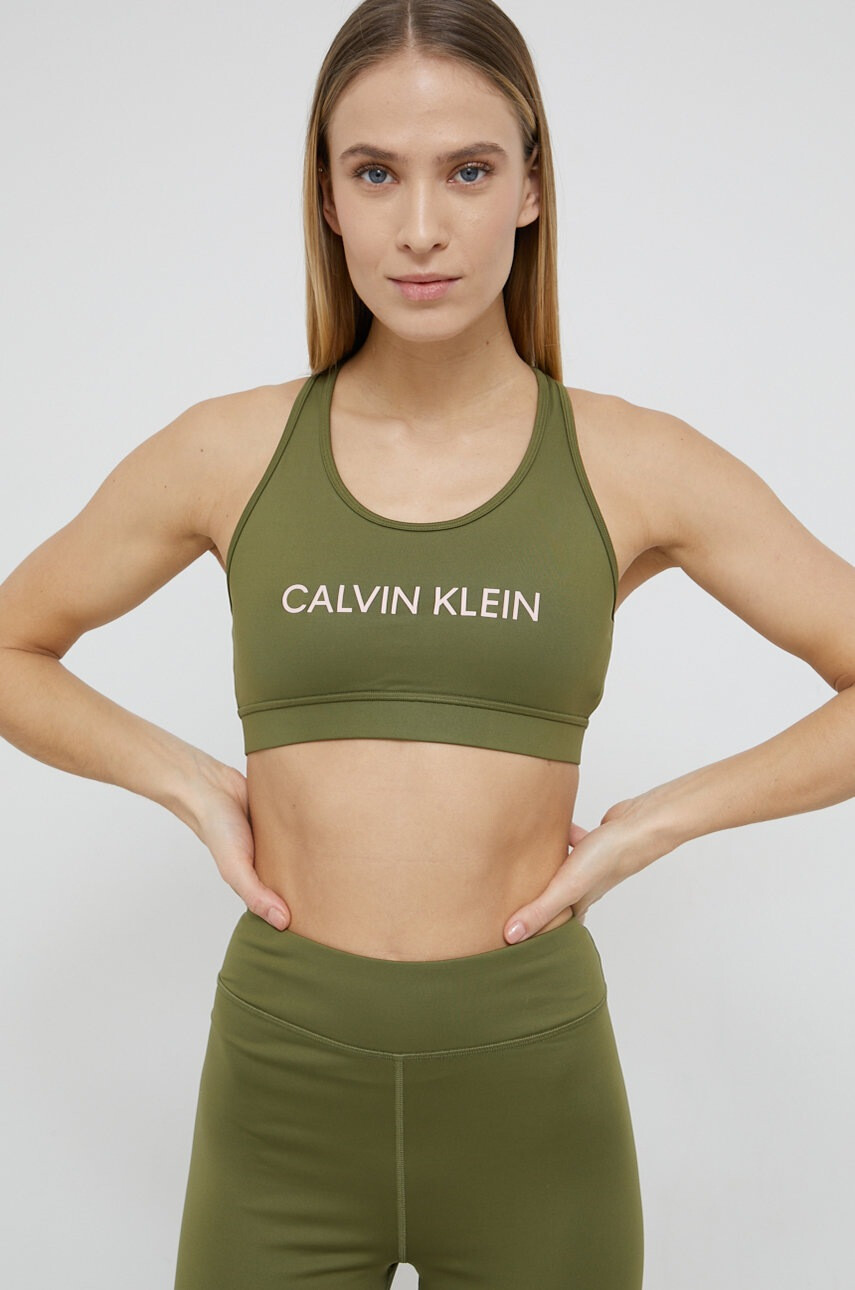 Calvin Klein Performance Сутиен в зелено с изчистен дизайн - Pepit.bg
