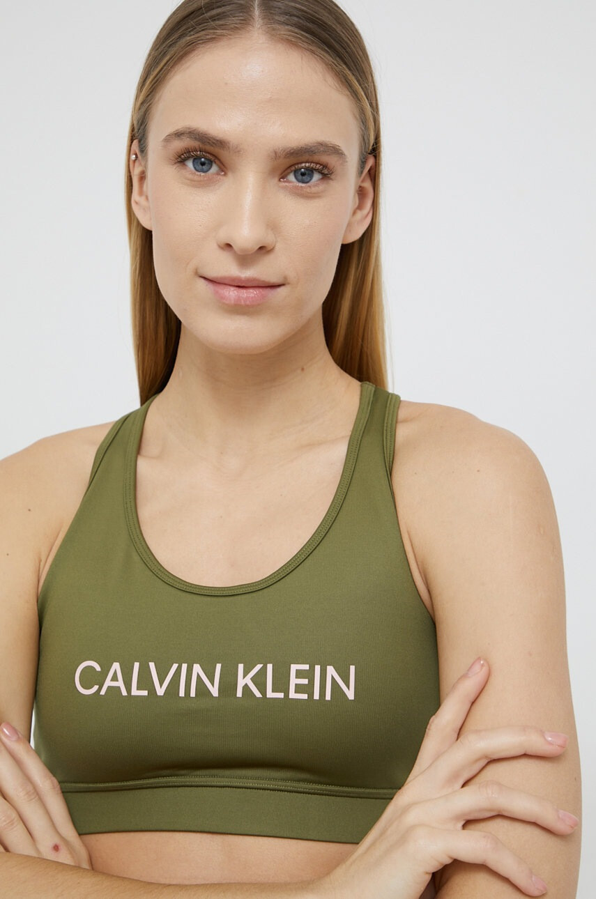 Calvin Klein Performance Сутиен в зелено с изчистен дизайн - Pepit.bg