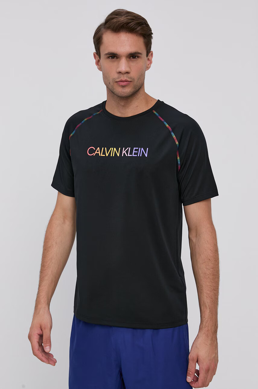 Calvin Klein Performance Тениска мъжка в черно с принт - Pepit.bg