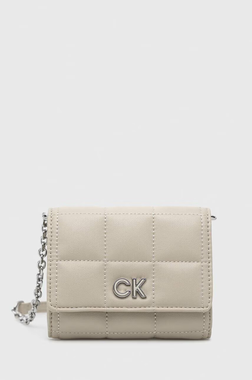 Calvin Klein Портмоне дамски в бежово - Pepit.bg