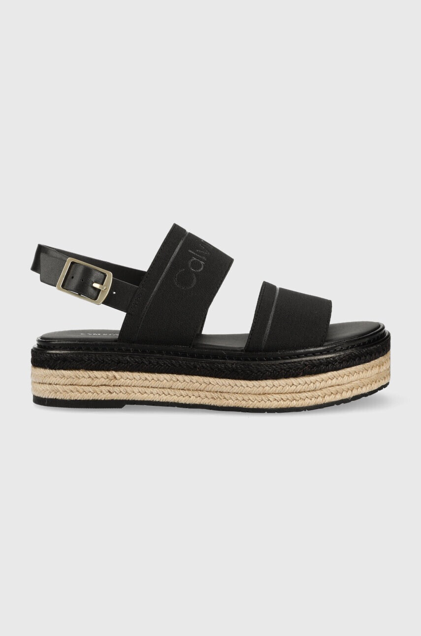 Calvin Klein Сандали FLATFORM WEDGE - HE в черно с платформа HW0HW01497 - Pepit.bg