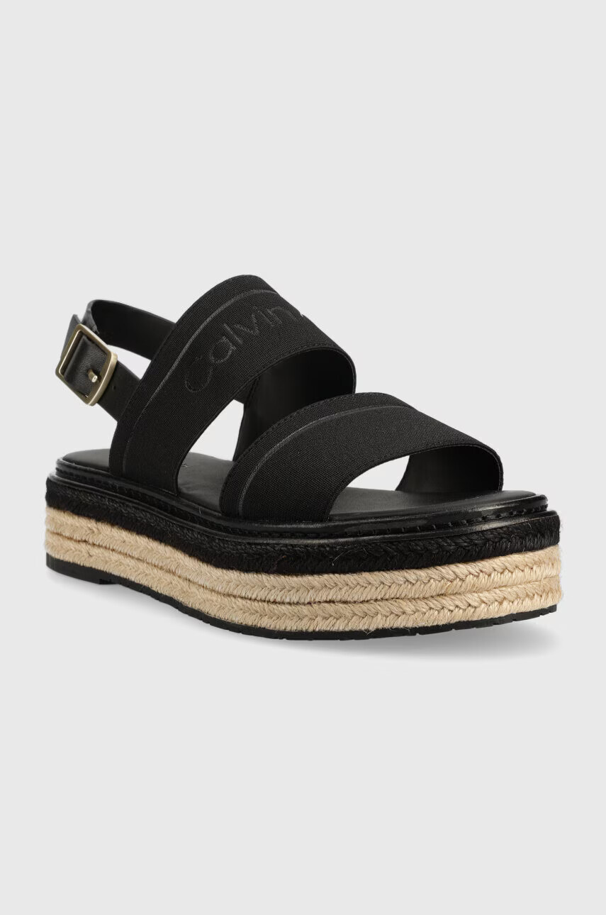 Calvin Klein Сандали FLATFORM WEDGE - HE в черно с платформа HW0HW01497 - Pepit.bg
