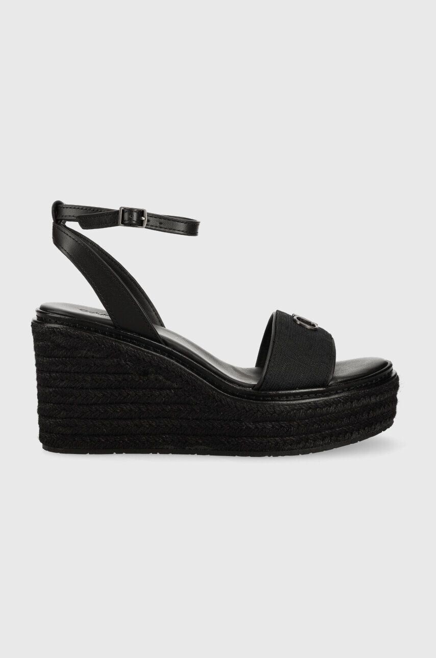 Calvin Klein Сандали WEDGE 50HH W/HW - JQ в черно със скосена платформа HW0HW01490 - Pepit.bg