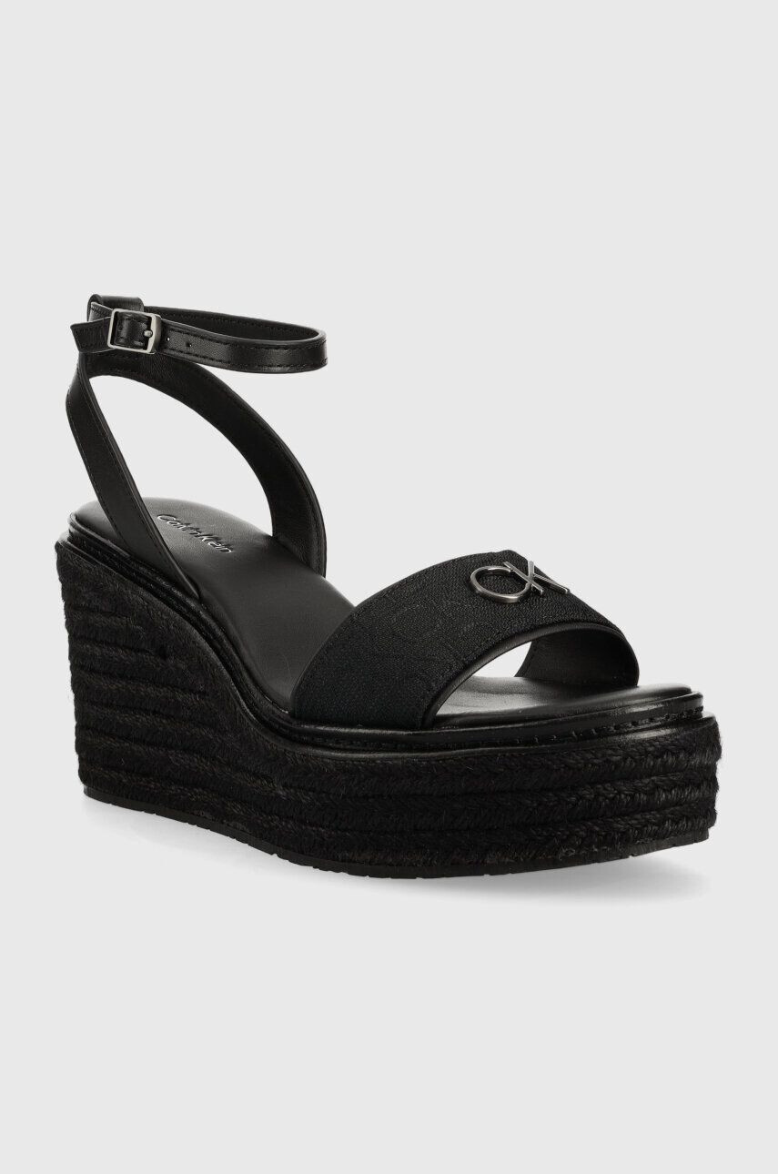 Calvin Klein Сандали WEDGE 50HH W/HW - JQ в черно със скосена платформа HW0HW01490 - Pepit.bg