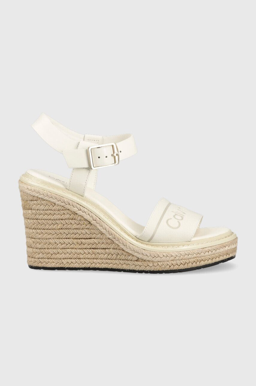 Calvin Klein Сандали WEDGE 70HH - HE в бяло със скосена платформа HW0HW01499 - Pepit.bg