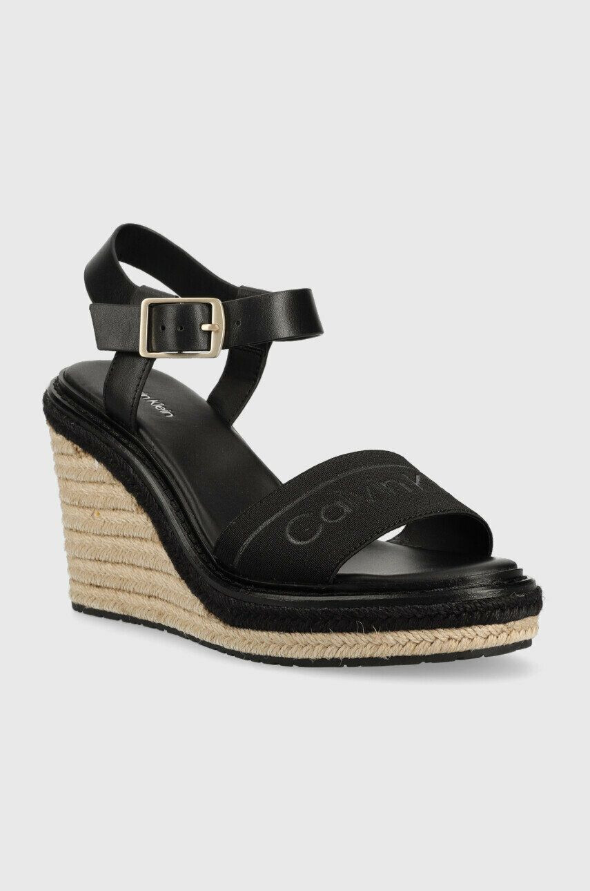 Calvin Klein Сандали WEDGE 70HH - HE в черно със скосена платформа HW0HW01499 - Pepit.bg