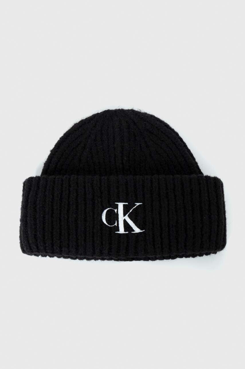 Calvin Klein Шапка и шал с вълна в черно - Pepit.bg