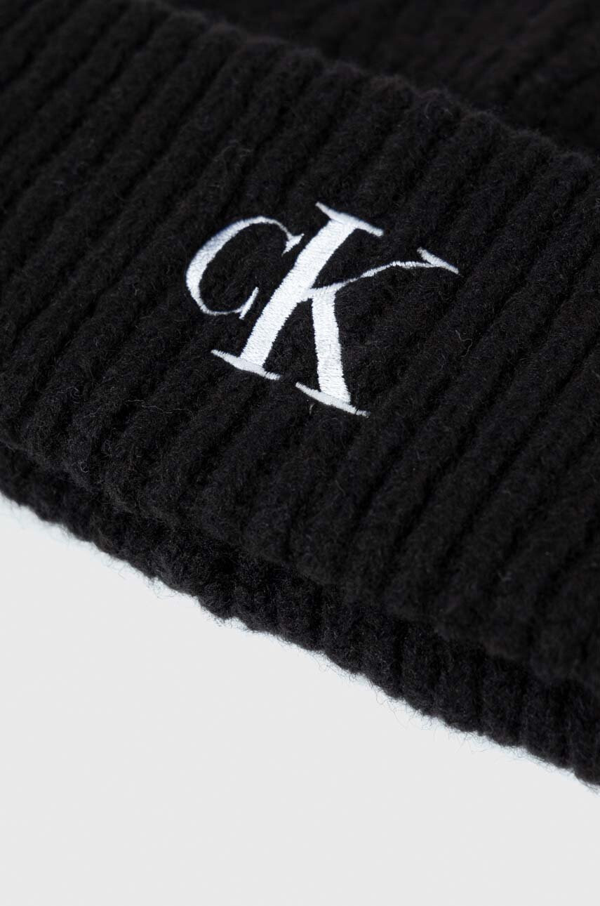 Calvin Klein Шапка и шал с вълна в черно - Pepit.bg
