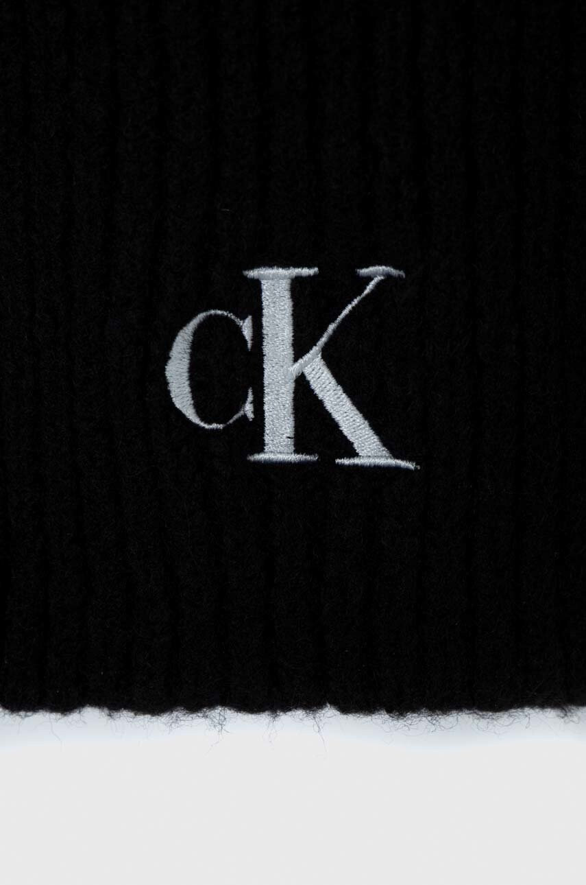 Calvin Klein Шапка и шал с вълна в черно - Pepit.bg