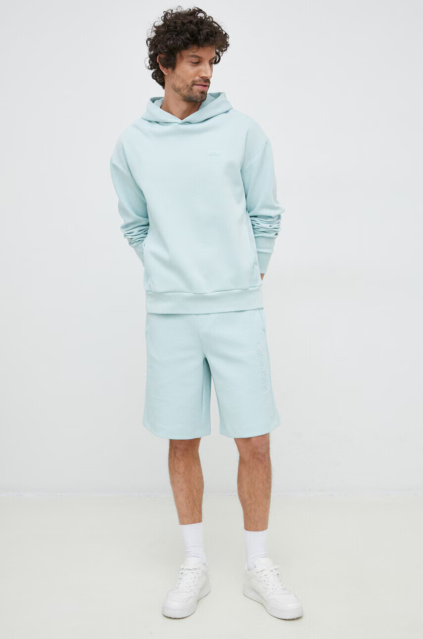 Calvin Klein Суичър в зелено с качулка с апликация - Pepit.bg