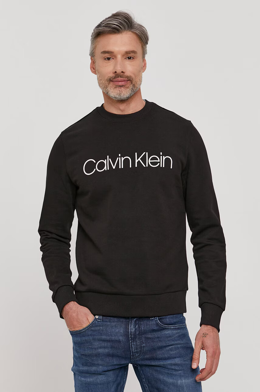 Calvin Klein Суичър мъжки в черно с принт - Pepit.bg
