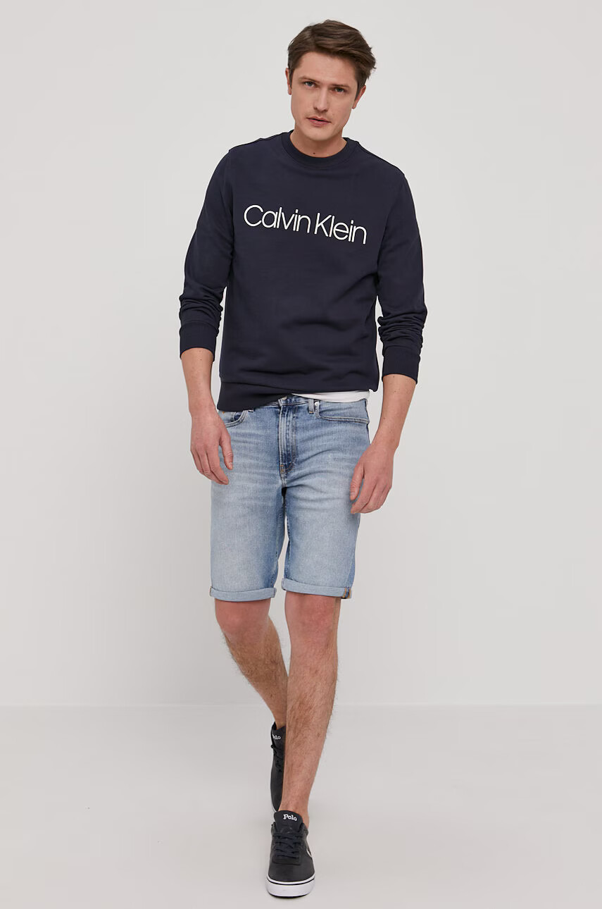 Calvin Klein Суичър мъжки в тъмносиньо с принт - Pepit.bg