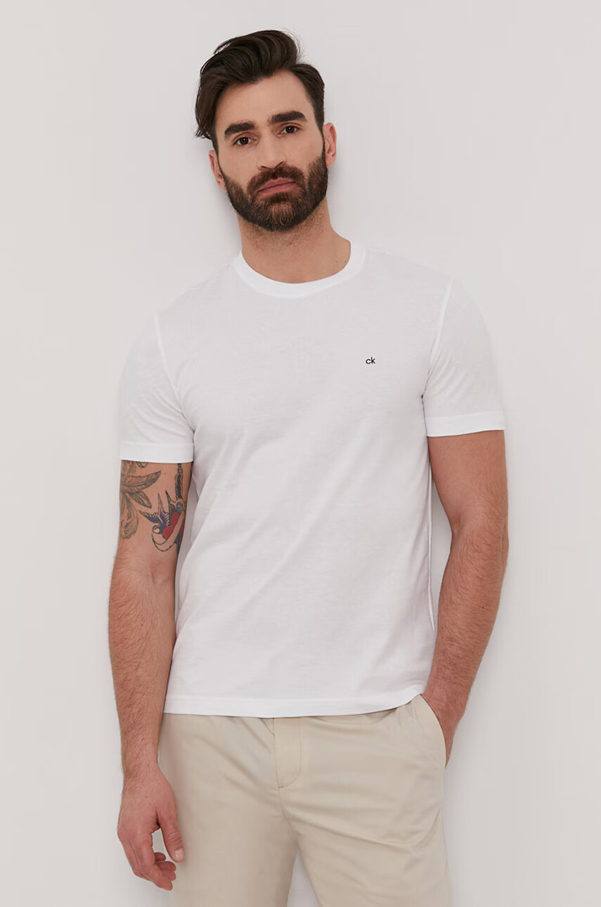 Calvin Klein Тениска мъжка в бяло с изчистен дизайн - Pepit.bg