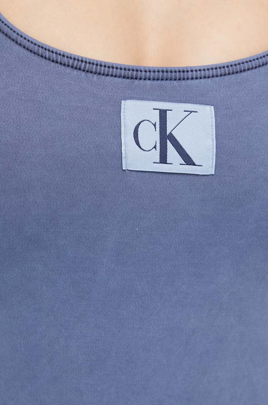 Calvin Klein Цял бански в тъмносиньо с леко подплатена чашка - Pepit.bg