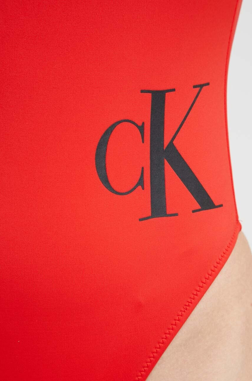 Calvin Klein Цял бански в червено с мека чашка - Pepit.bg
