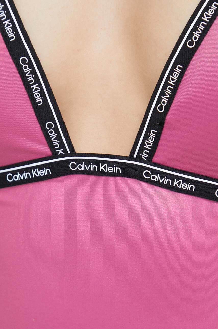 Calvin Klein Цял бански в лилаво с леко подплатена чашка - Pepit.bg