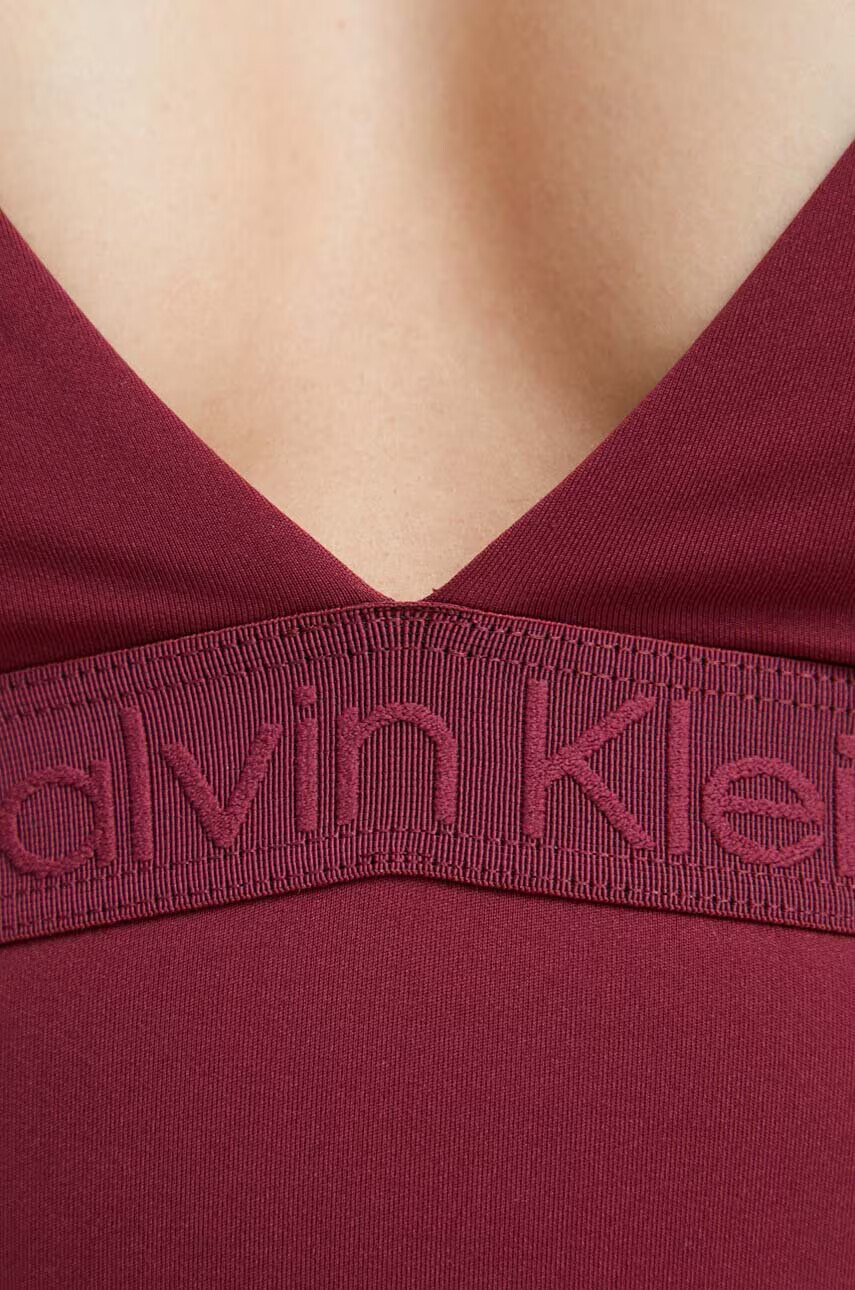Calvin Klein Цял бански в бордо с леко подплатена чашка - Pepit.bg