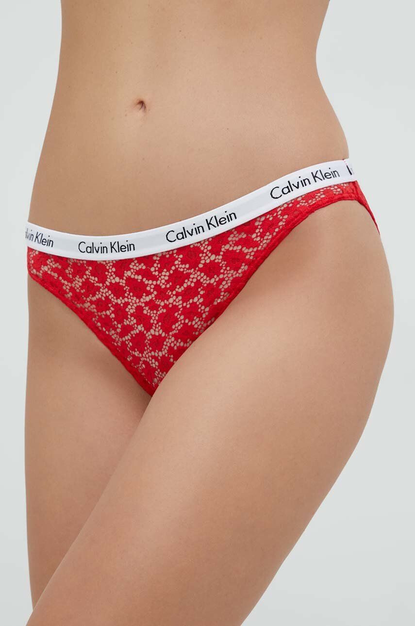 Calvin Klein Underwear Бикини в червено от полупрозрачна материя - Pepit.bg