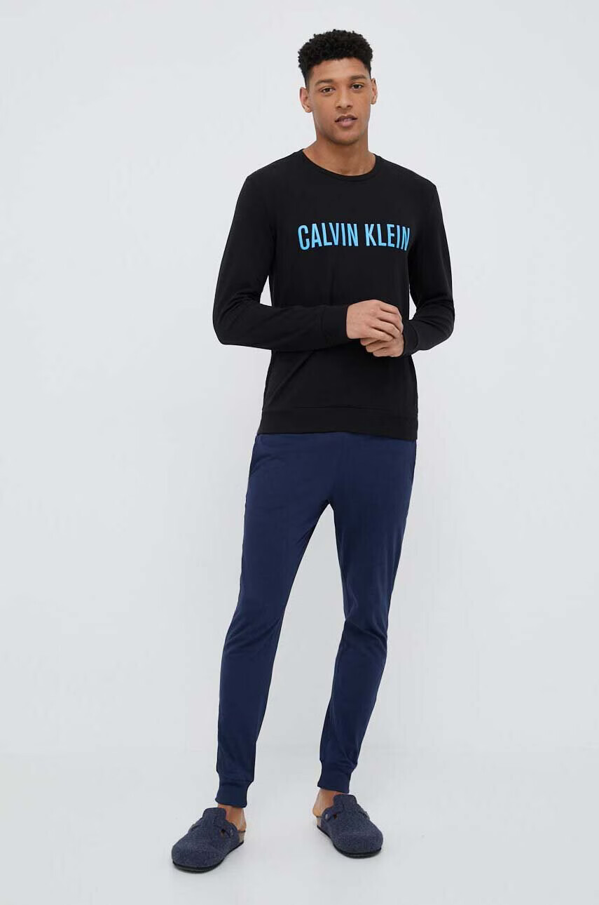 Calvin Klein Underwear Домашен суичър в черно с десен - Pepit.bg