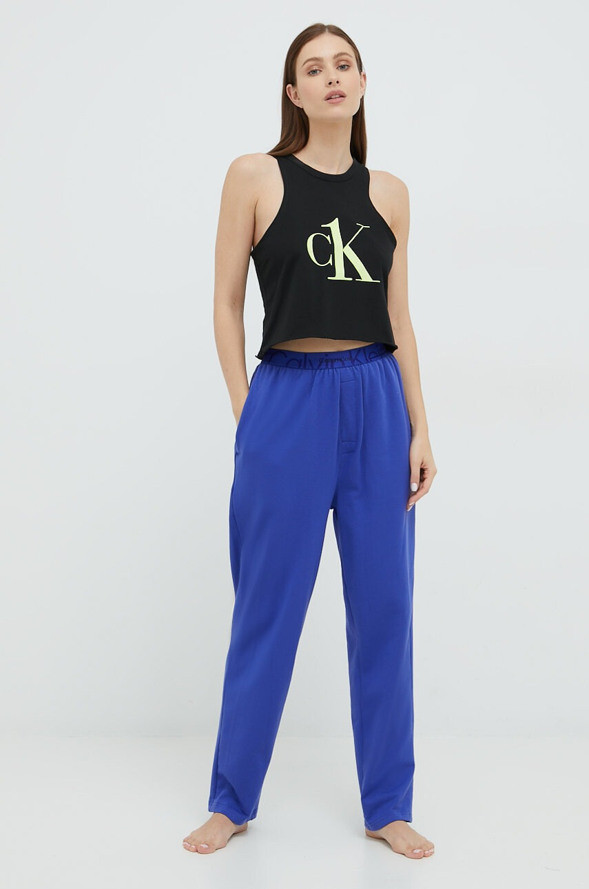 Calvin Klein Underwear Памучен пижамен топ в черно - Pepit.bg