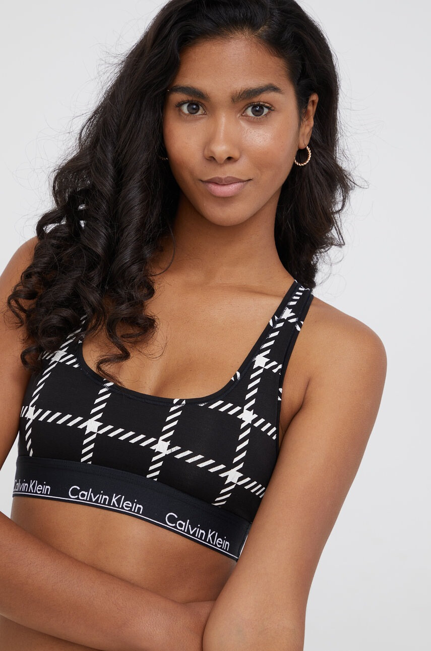 Calvin Klein Underwear Сутиен в черно с десен - Pepit.bg