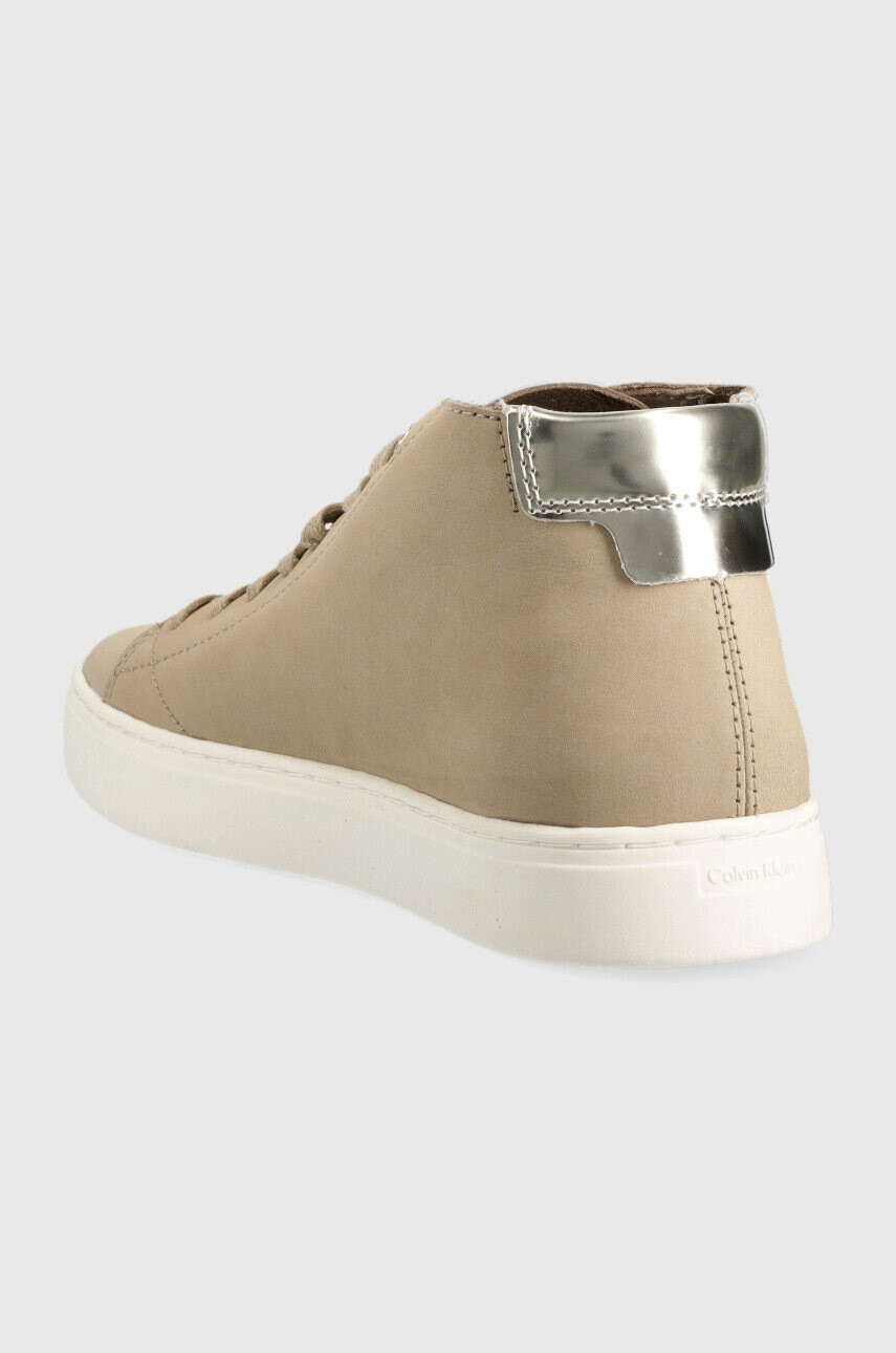 Calvin Klein Велурени маратонки Cupsole Unlined High Top в бежово - Pepit.bg