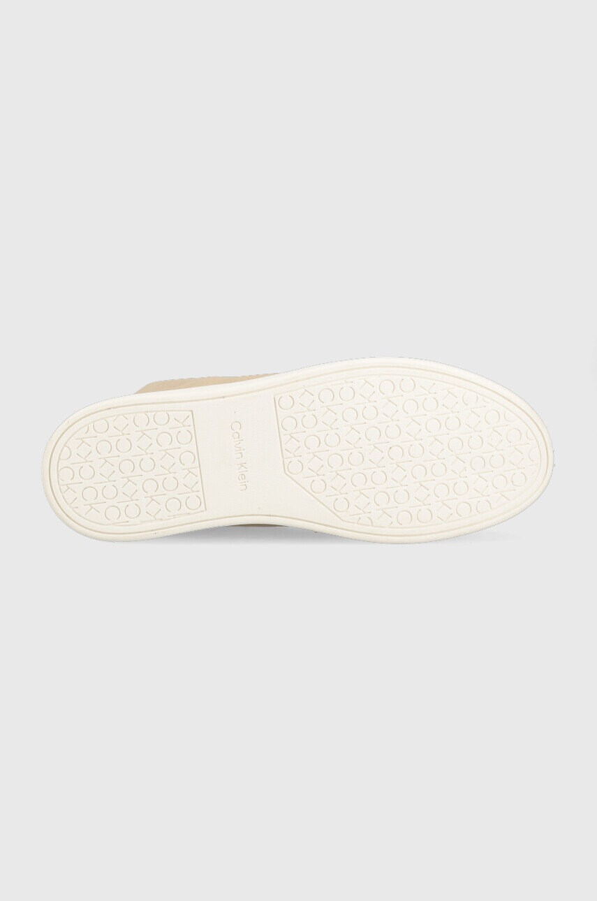 Calvin Klein Велурени маратонки Cupsole Unlined High Top в бежово - Pepit.bg