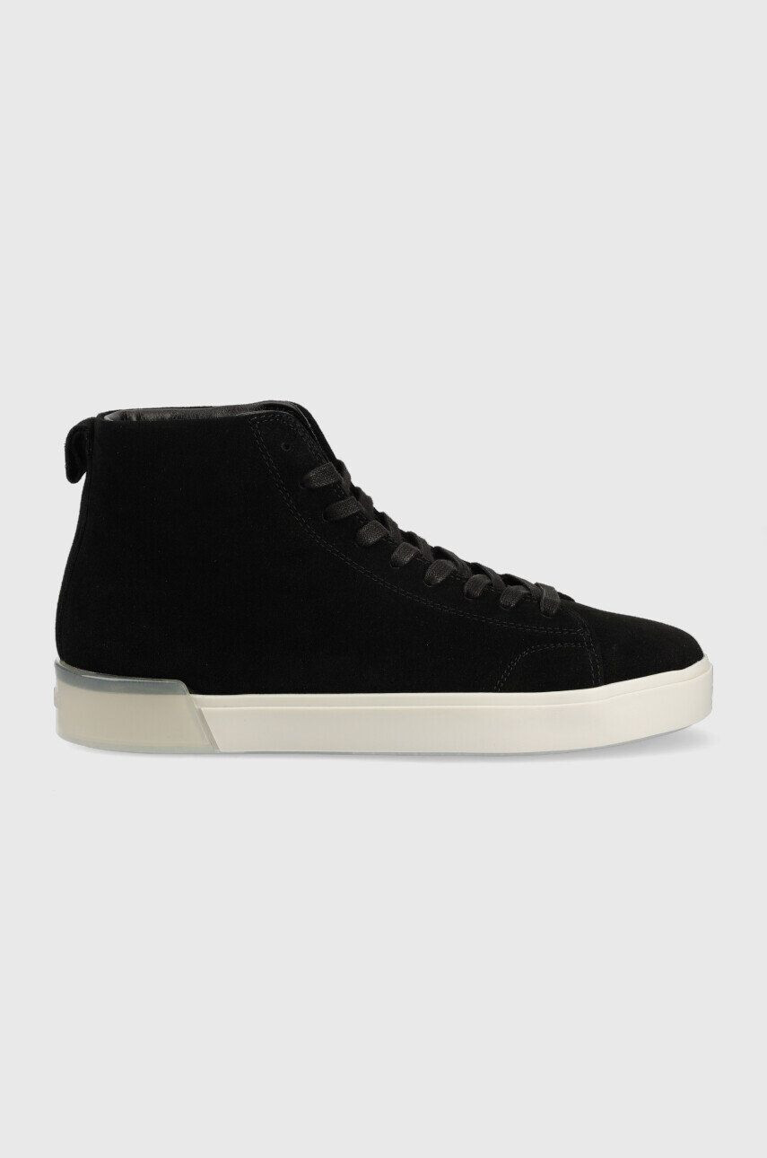 Calvin Klein Велурени маратонки High Top Lace Up Sue в черно - Pepit.bg