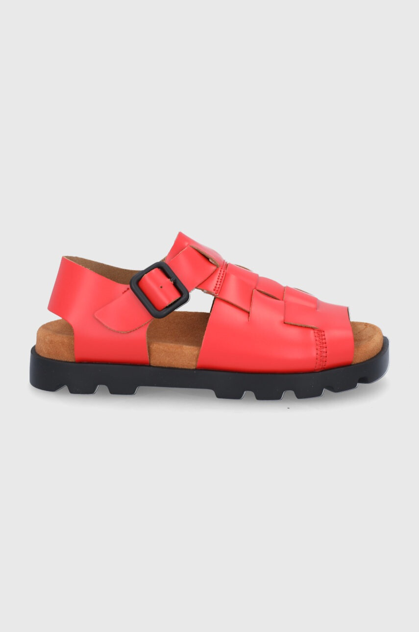 Camper Кожени сандали Brutus Sandal дамски в червено с платформа - Pepit.bg