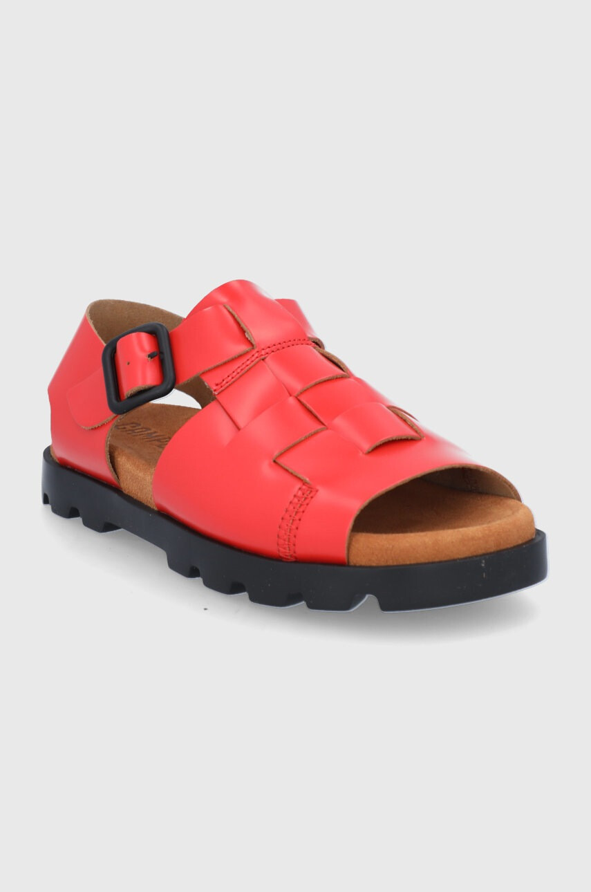 Camper Кожени сандали Brutus Sandal дамски в червено с платформа - Pepit.bg