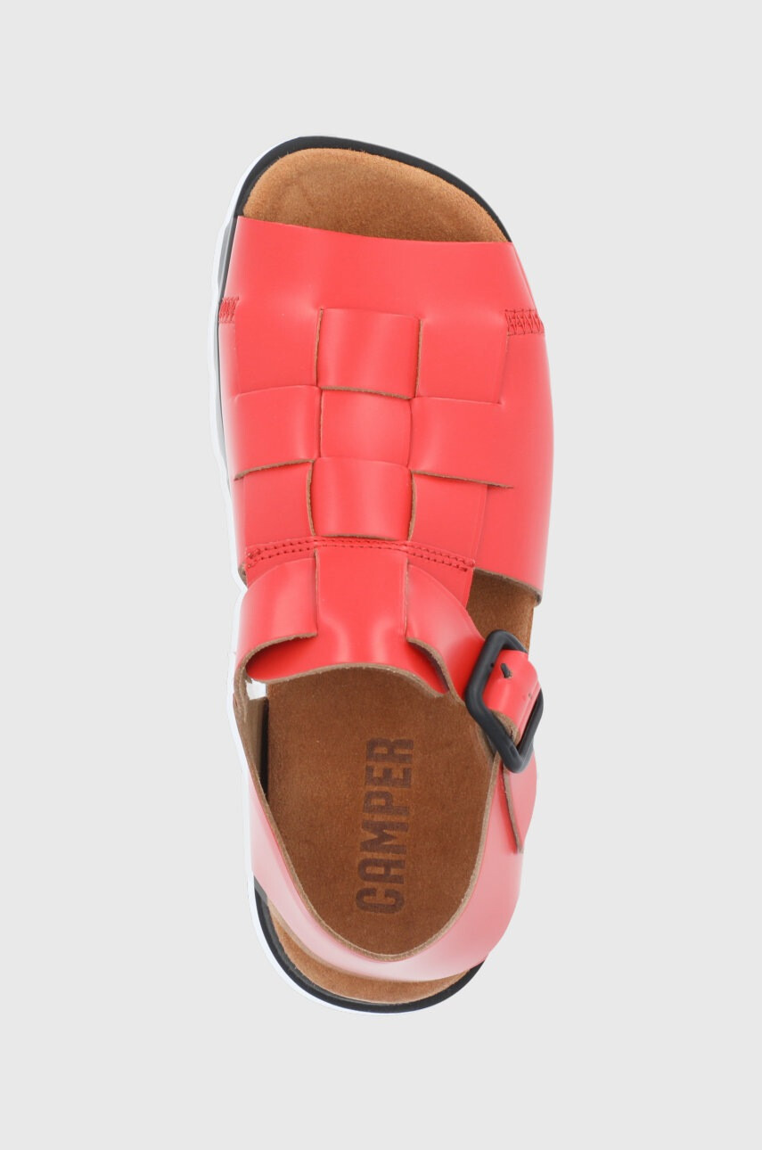 Camper Кожени сандали Brutus Sandal дамски в червено с платформа - Pepit.bg