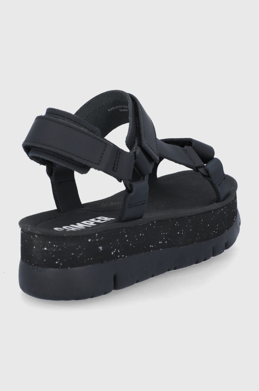 Camper Кожени сандали Oruga Up дамски в черно с платформа - Pepit.bg