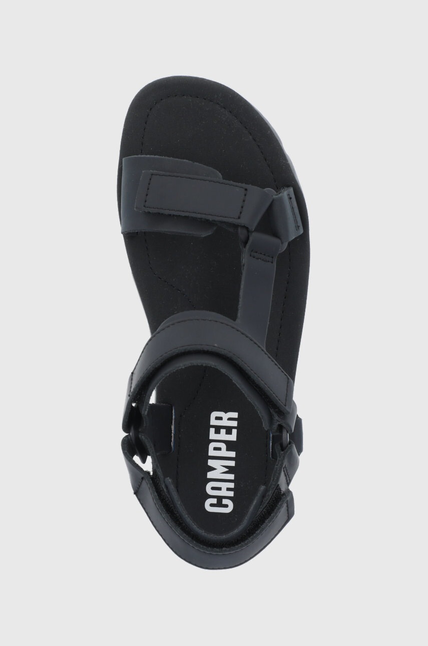 Camper Кожени сандали Oruga Up дамски в черно с платформа - Pepit.bg
