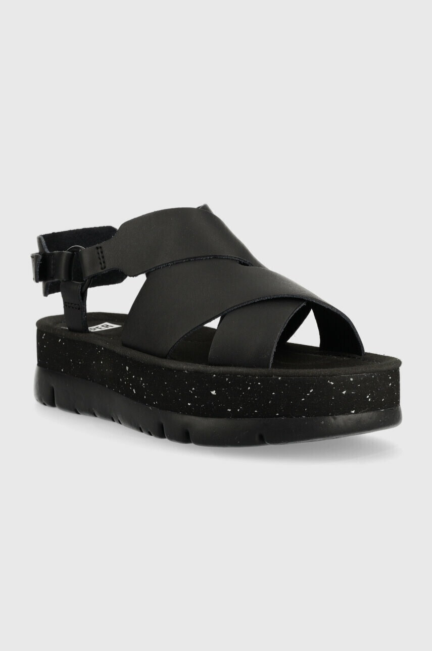 Camper Кожени сандали Oruga Up в черно с платформа K201399.001 - Pepit.bg