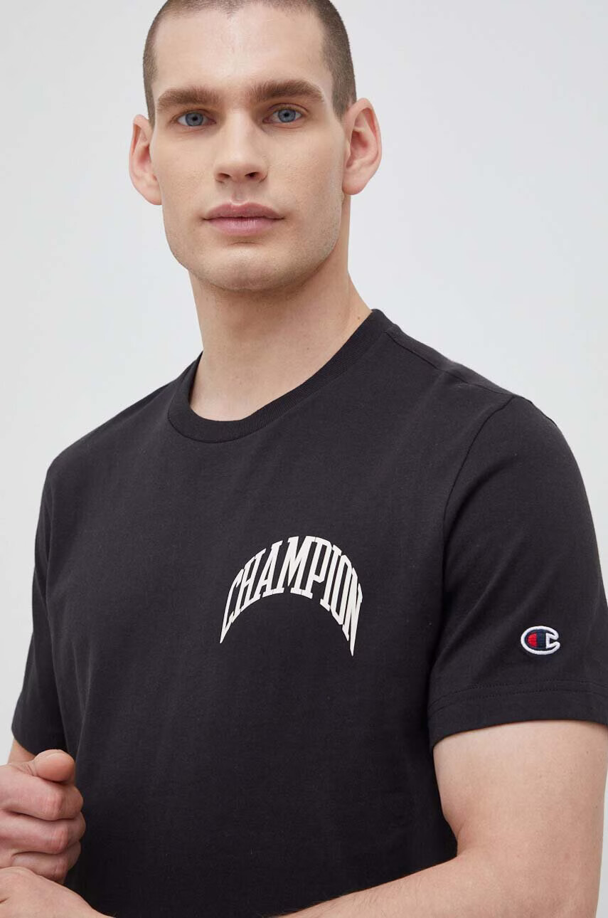 Champion Памучна тениска в черно с принт - Pepit.bg