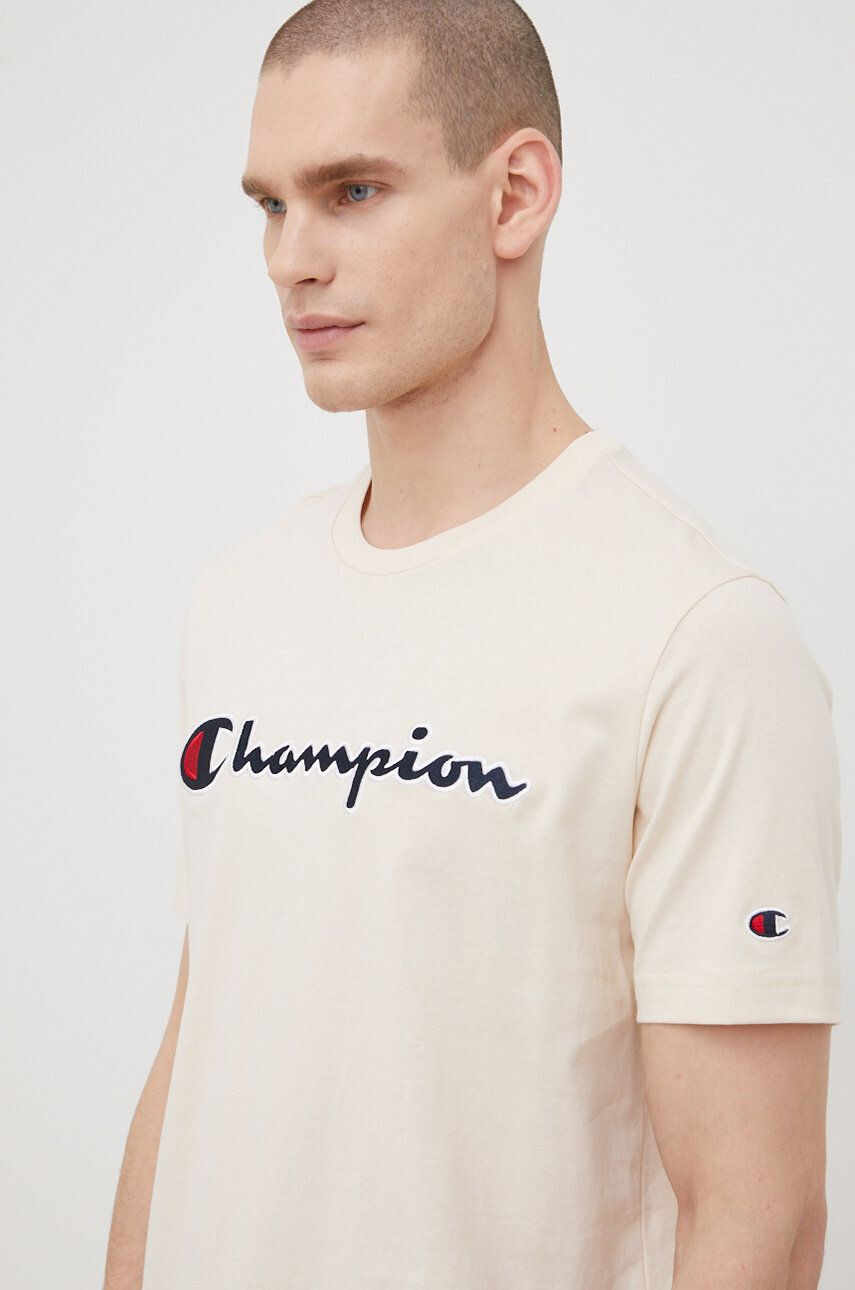 Champion Памучна тениска 217814 в бежово с апликация - Pepit.bg