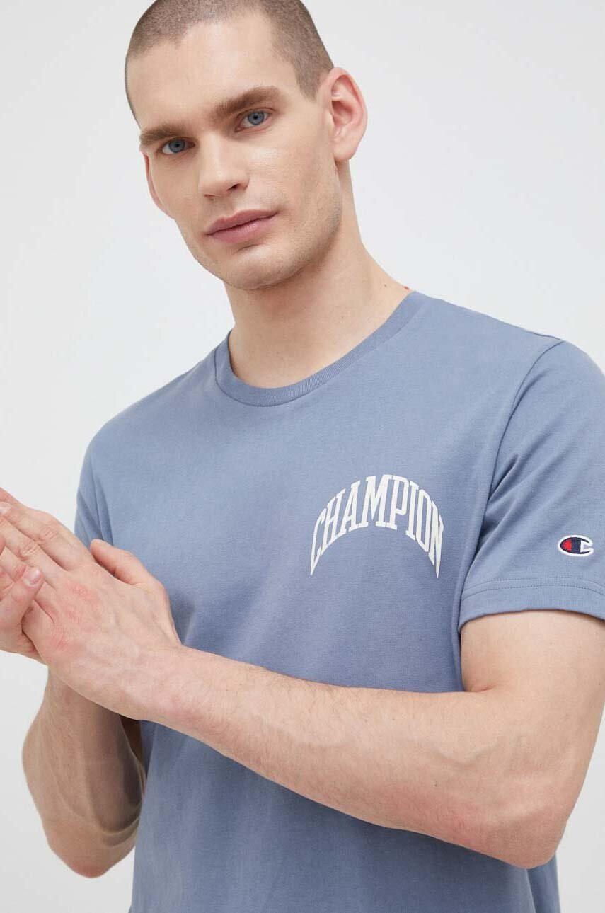 Champion Памучна тениска в синьо с принт - Pepit.bg