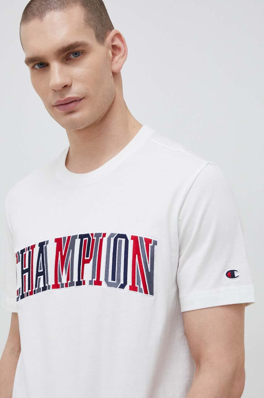 Champion Памучна тениска в бяло с десен - Pepit.bg