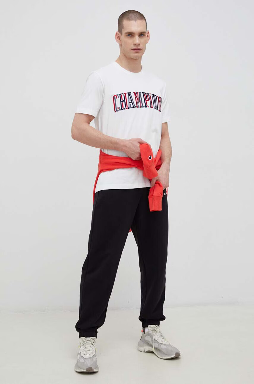 Champion Памучна тениска в бяло с десен - Pepit.bg