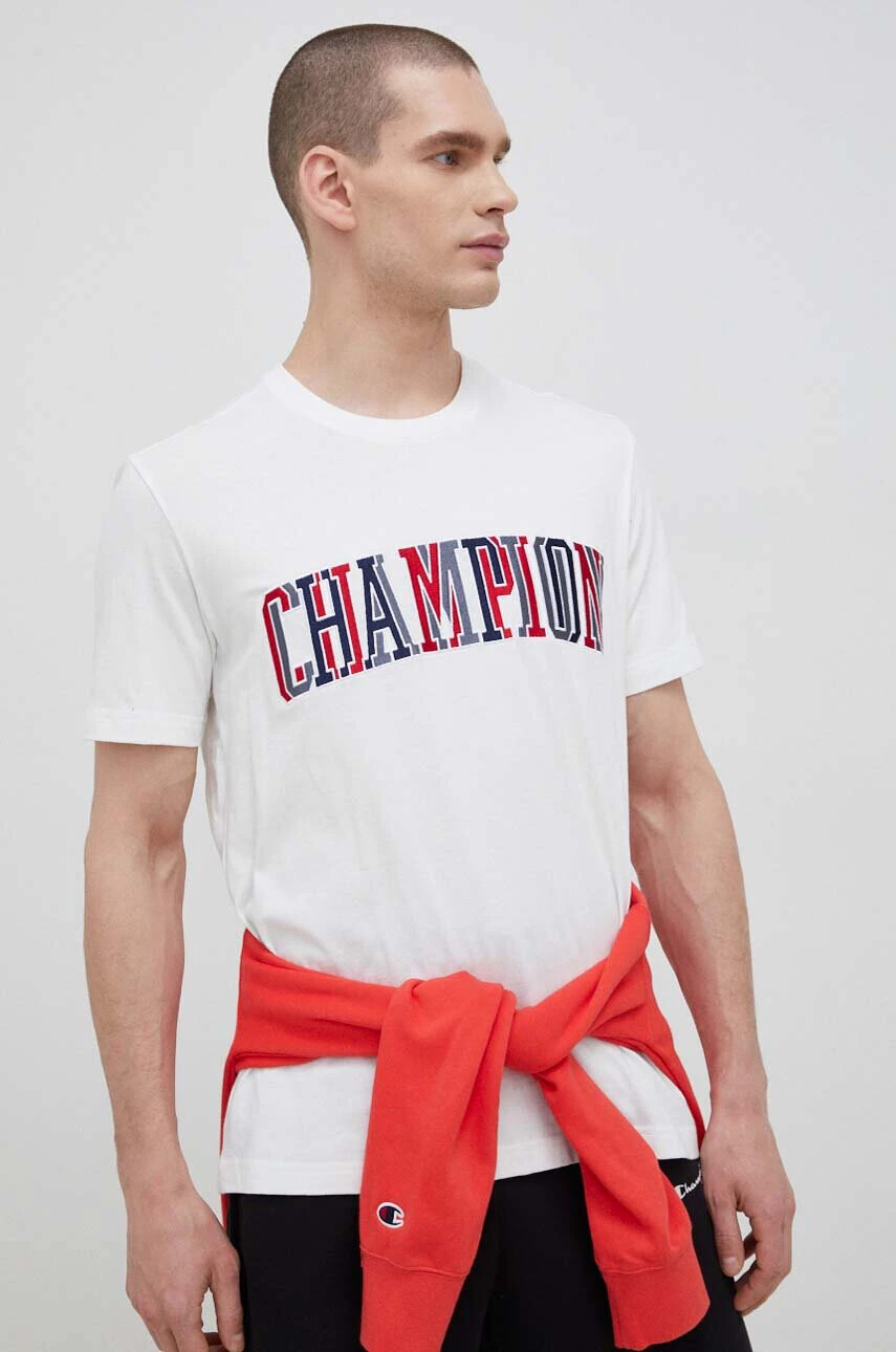 Champion Памучна тениска в бяло с десен - Pepit.bg