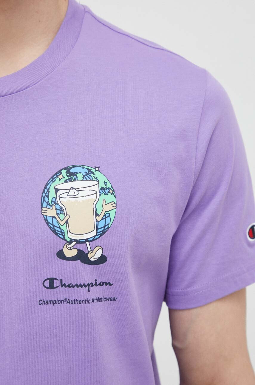 Champion Памучна тениска в лилаво с десен - Pepit.bg