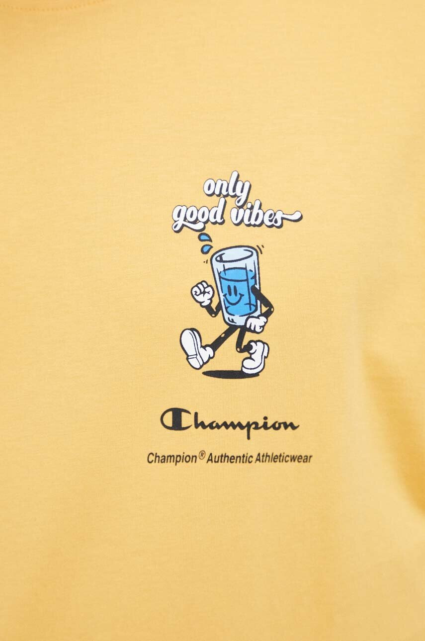 Champion Памучна тениска в жълто с десен - Pepit.bg