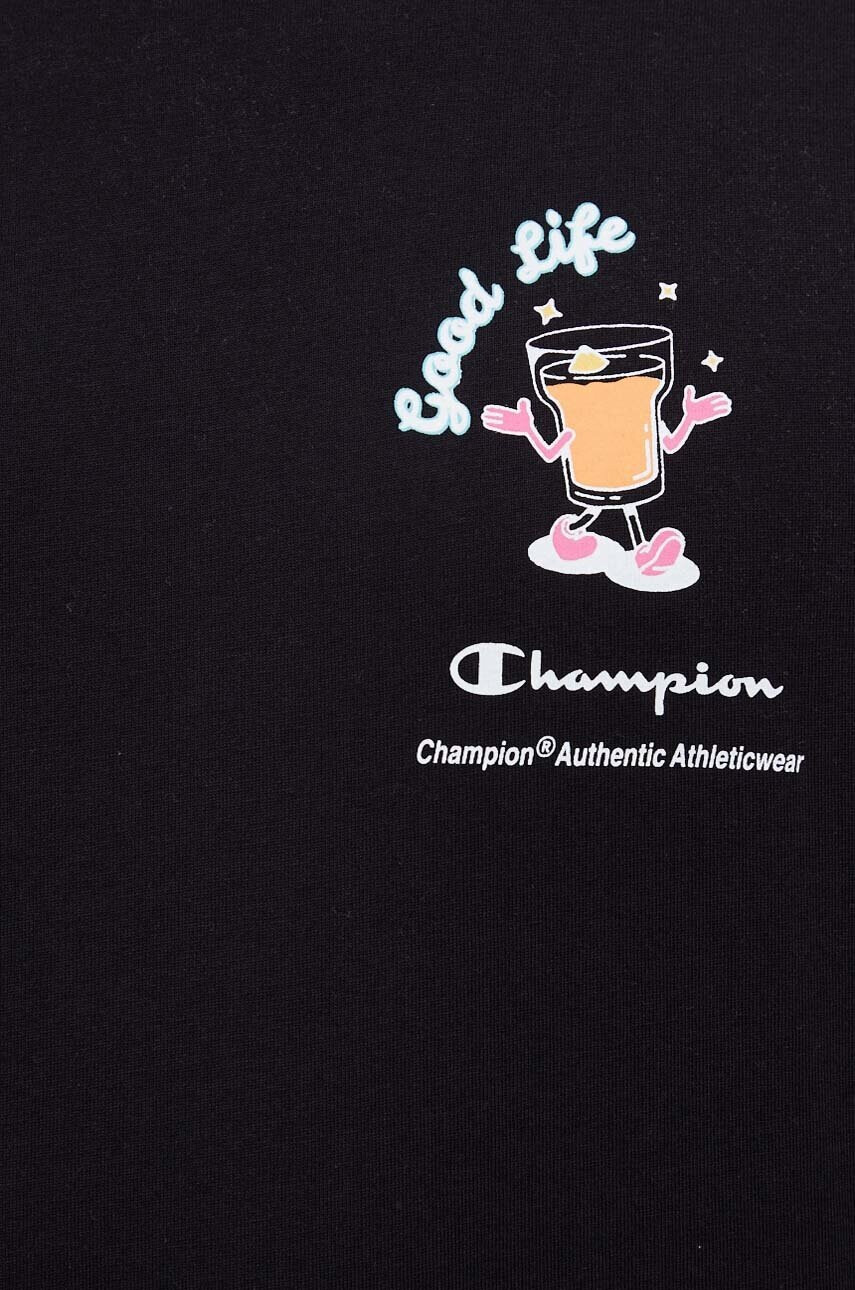 Champion Памучна тениска в черно с десен - Pepit.bg