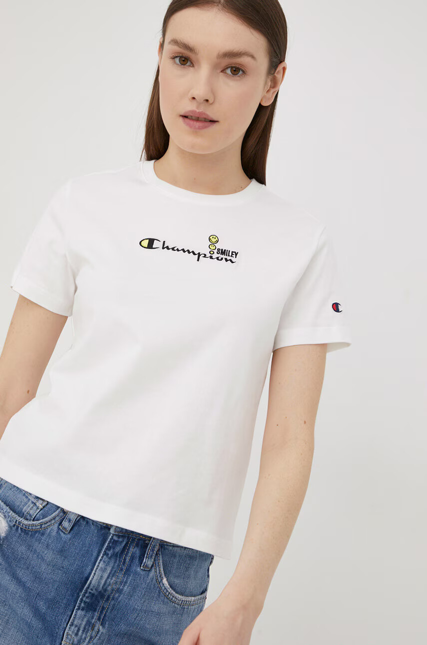 Champion Памучна тениска X Smiley 115936 в бяло - Pepit.bg