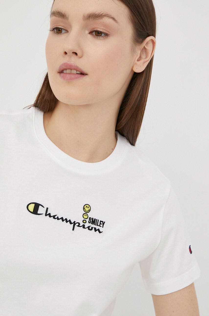 Champion Памучна тениска X Smiley 115936 в бяло - Pepit.bg