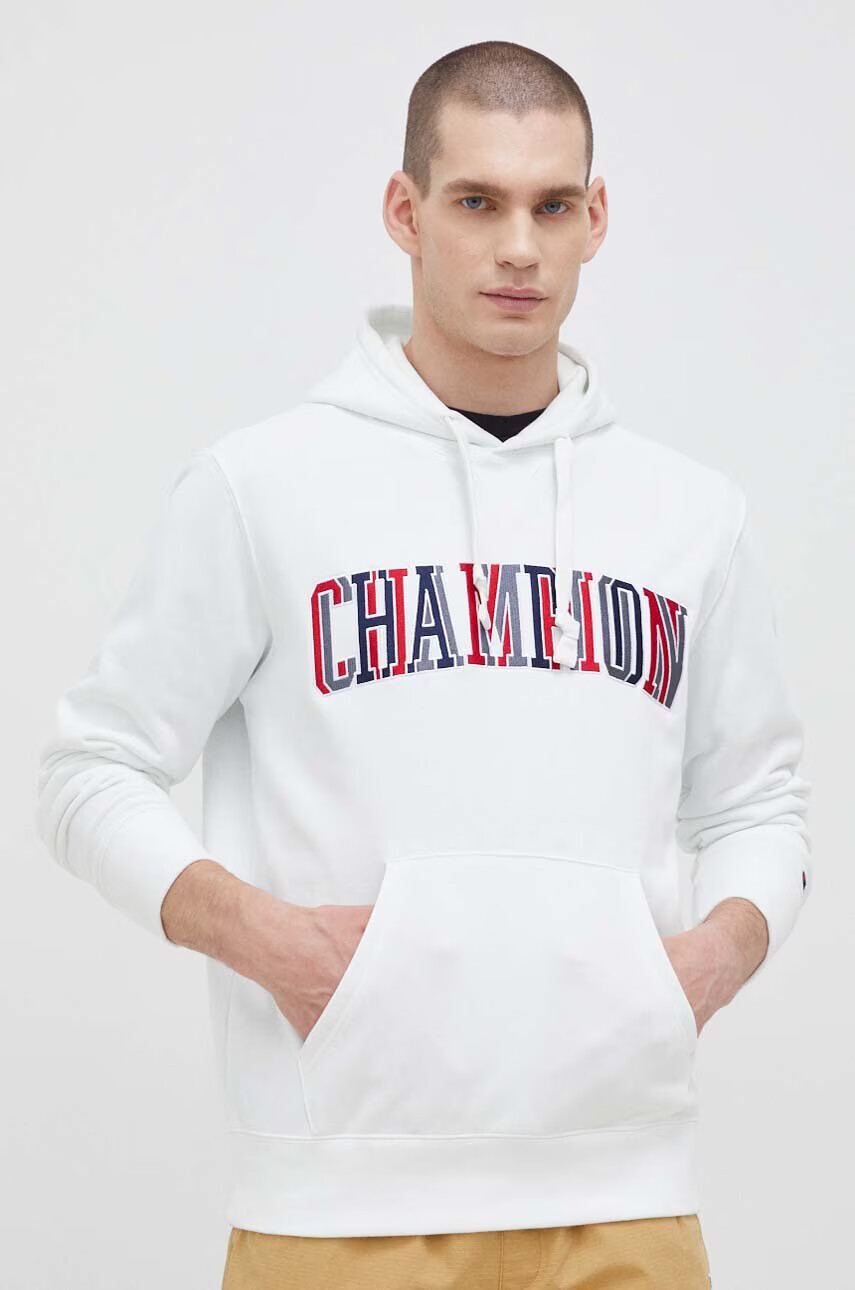 Champion Суичър в бяло с качулка с десен - Pepit.bg